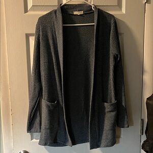 Ribbed Open Front Cardigan